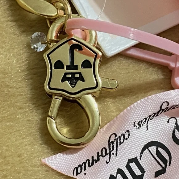 👑Juicy Couture Gold Tone Chain Link Belt Frontal Juicy Charm Drop Size M/L NWT - Picture 9 of 12